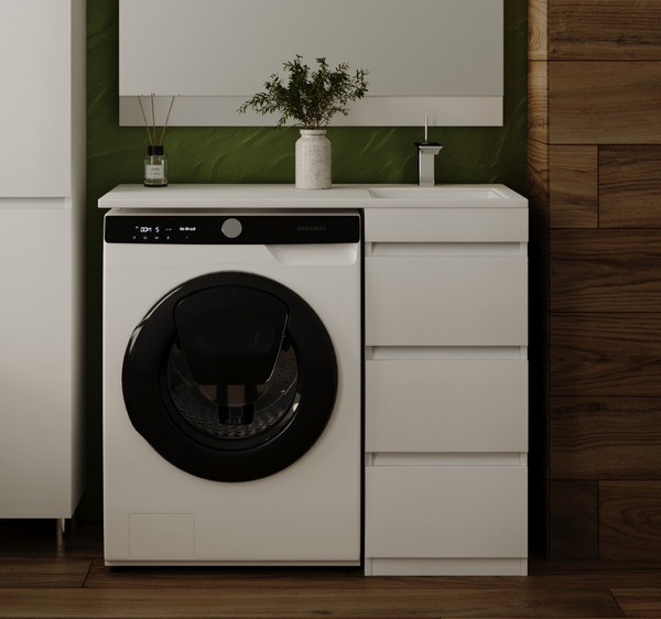 Изображение товара Тумба с умывальником Symbolite Даллас 100 Люкс Plus 3 ящика + Даллас 100x48 (правый, белый)