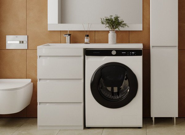 Изображение товара Тумба с умывальником Symbolite Даллас 110 Люкс Plus 3 ящика + Estetus Даллас 110x48 (левый, белый)