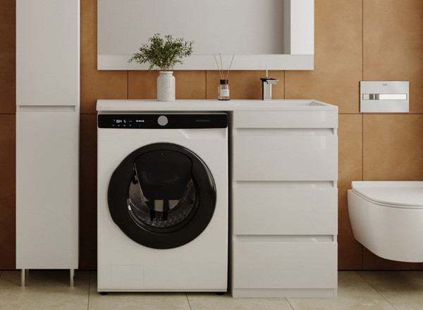 Изображение товара Тумба с умывальником Symbolite Даллас 110 Люкс Plus 3 ящика + Estetus Даллас 110x48 (правый, белый)