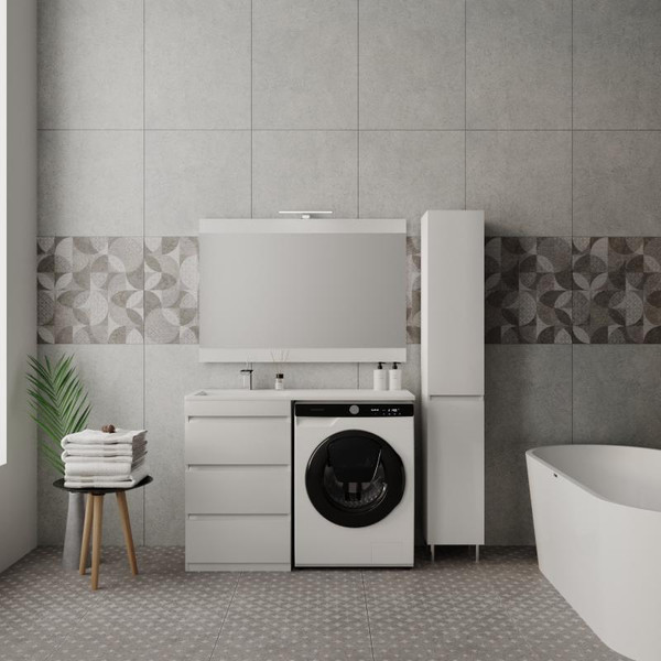 Изображение товара Тумба с умывальником Symbolite Даллас 110 Люкс Plus 3 ящика + Даллас 110x48 (левый, белый)