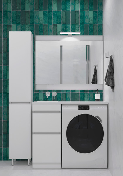 Изображение товара Тумба с умывальником Symbolite Даллас 110 Люкс Plus + Estetus Даллас 110x48 (левый, эмаль белый)