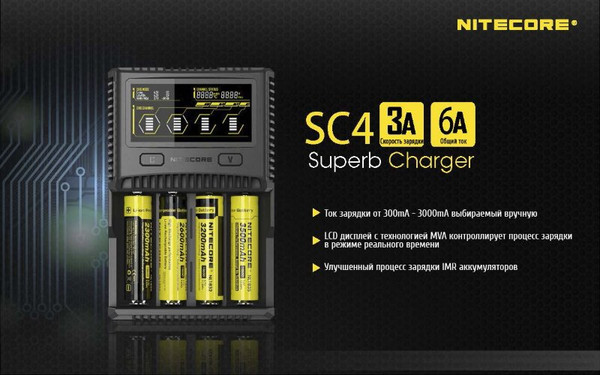 Изображение товара Зарядное устройство для аккумуляторов Nitecore SC4 / 16652