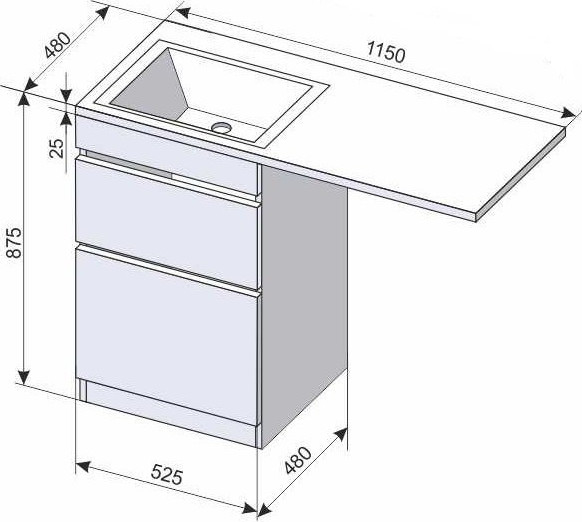 Изображение товара Тумба с умывальником Symbolite Даллас 115 Люкс Plus + Даллас 115x48 (правый, белый)