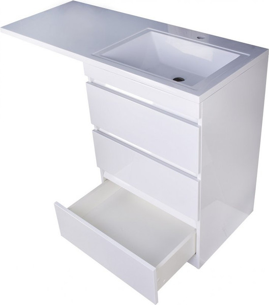 Изображение товара Тумба с умывальником Symbolite Даллас 120 Люкс Plus 3 ящика + Даллас 120x48 (правый, белый)