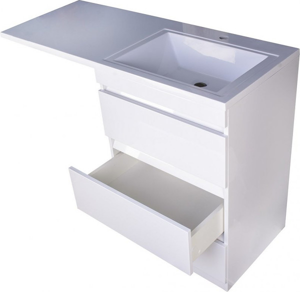 Изображение товара Тумба с умывальником Symbolite Даллас 120 Люкс Plus 3 ящика + Даллас 120x48 (правый, белый)
