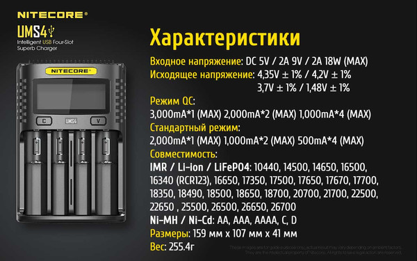 Изображение товара Зарядное устройство для аккумуляторов Nitecore UMS4 / 18547