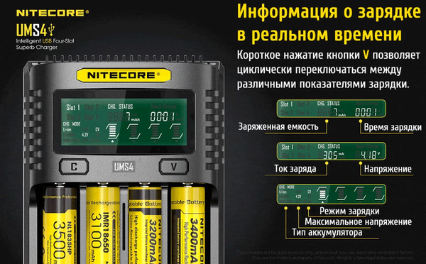 Изображение товара Зарядное устройство для аккумуляторов Nitecore UMS4 / 18547