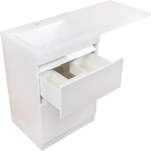Изображение товара Тумба с умывальником Symbolite Даллас 120 Люкс Plus + Даллас 120x48 (левый, белый)