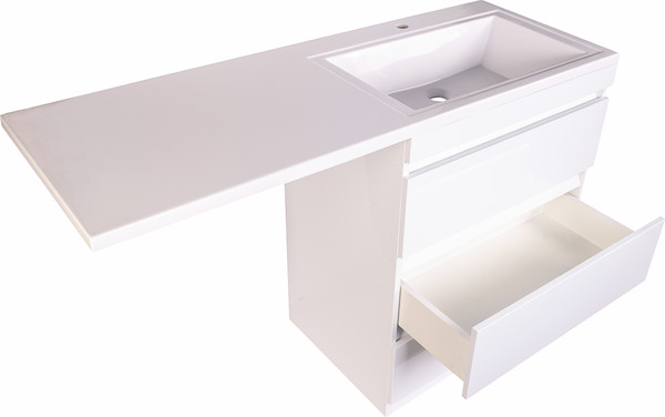 Изображение товара Тумба с умывальником Symbolite Даллас 130 Люкс Plus 3 ящика + Даллас 130x48.2 (правый, белый)