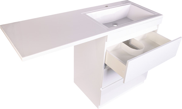 Изображение товара Тумба с умывальником Symbolite Даллас 130 Люкс Plus 3 ящика + Даллас 130x48.2 (правый, белый)