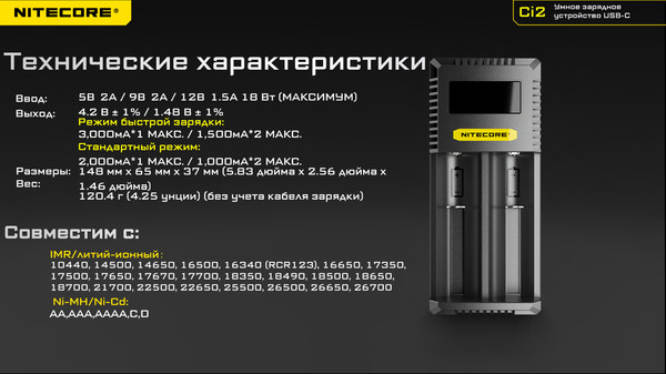 Изображение товара Зарядное устройство для аккумуляторов Nitecore New Ci2 / 22291
