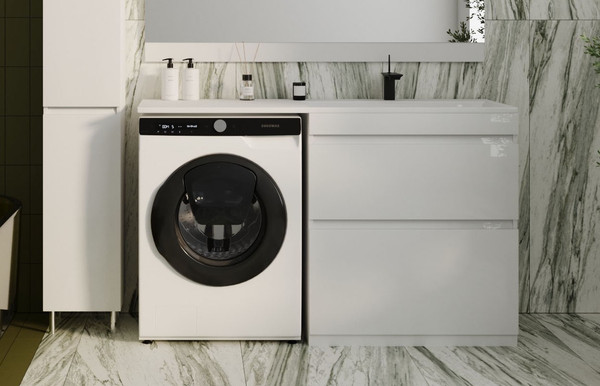 Изображение товара Тумба с умывальником Symbolite Даллас 140 Люкс Plus 2 ящика + Даллас 140x48.2 (правый, белый)