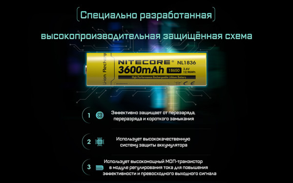 Изображение товара Аккумулятор Nitecore NL1836 / 349