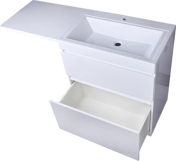 Изображение товара Тумба с умывальником Symbolite Даллас 140 Люкс Plus 3 ящика + Даллас 140x48.2 (правый, белый)