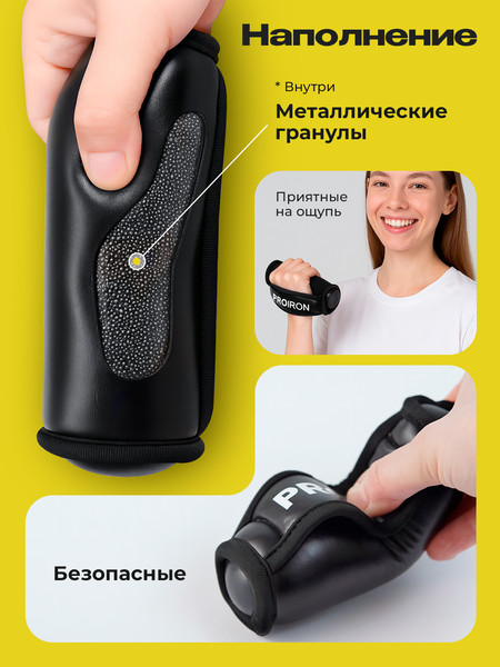 Изображение товара Набор гантелей Proiron Мягкие по 0.5кг / Г2005МЧ (2шт, черный)