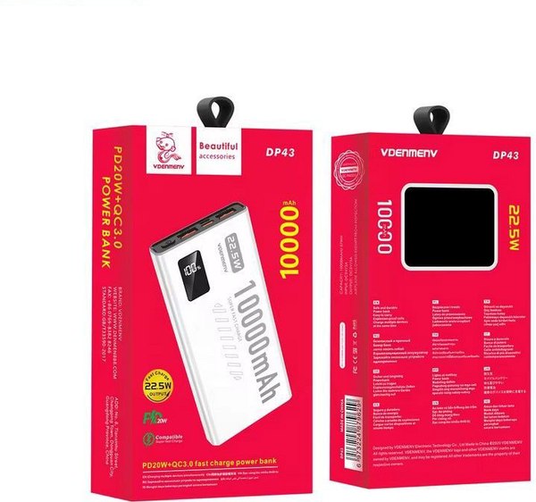 Изображение товара Портативное зарядное устройство VDENMENV DP43 10000mAh (белый)