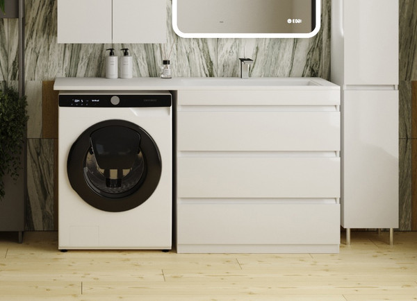 Изображение товара Тумба с умывальником Symbolite Даллас 150 Люкс Plus 3 ящика + Даллас 150x48.2 (правый, белый)