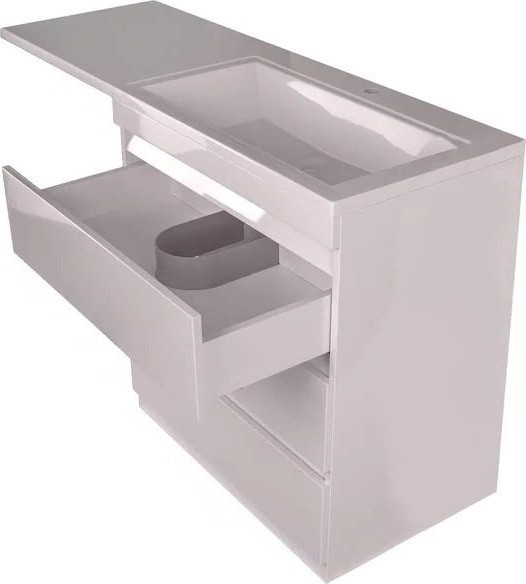 Изображение товара Тумба с умывальником Symbolite Даллас 150 Люкс Plus 3 ящика + Даллас 150x48.2 (правый, белый)