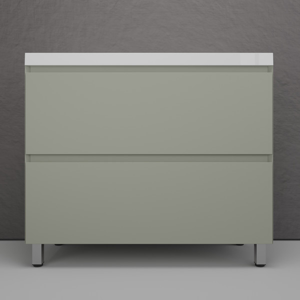 Изображение товара Тумба с умывальником Symbolite Манхэттен 100 Plus 2 ящика + Line 100x48 (олива/жасмин)