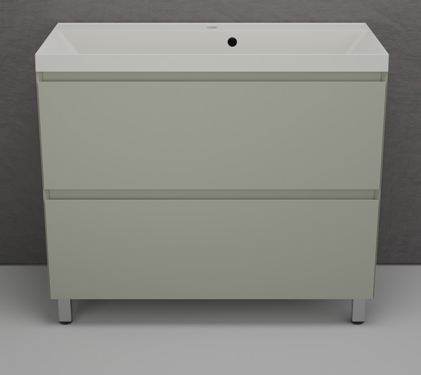 Изображение товара Тумба с умывальником Symbolite Манхэттен 100 Plus 2 ящика + Line 100x48 (олива/жасмин)