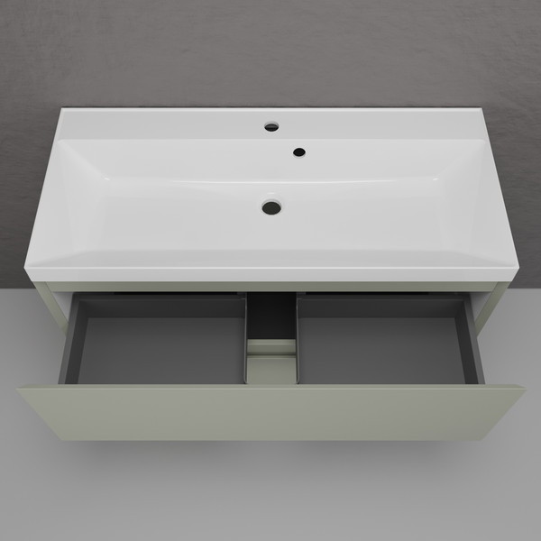 Изображение товара Тумба с умывальником Symbolite Манхэттен 100 Plus 2 ящика + Line 100x48 (олива/жасмин)