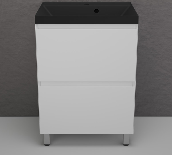 Изображение товара Тумба с умывальником Symbolite Манхэттен 60 Plus 2 ящика + Asti 60x45 (белый матовый/антрацит)