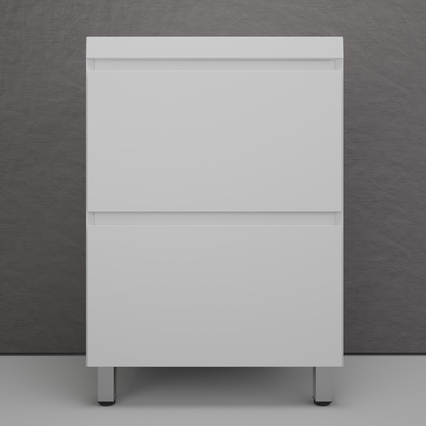 Изображение товара Тумба с умывальником Symbolite Манхэттен 60 Plus 2 ящика + Asti 60x45 (белый матовый/жасмин)