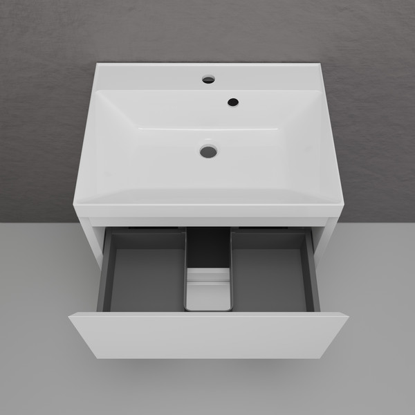 Изображение товара Тумба с умывальником Symbolite Манхэттен 60 Plus 2 ящика + Asti 60x45 (белый матовый/серый шелк)