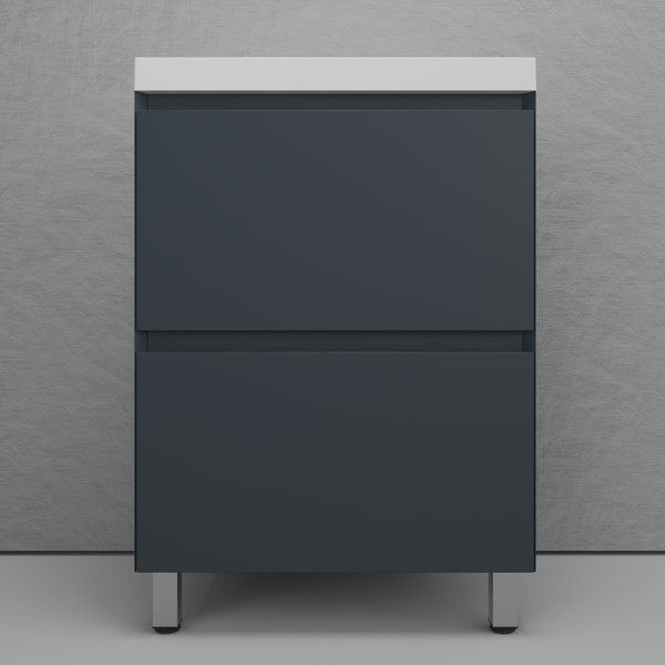 Изображение товара Тумба с умывальником Symbolite Манхэттен 60 Plus 2 ящика + Asti 60x45 (графит)