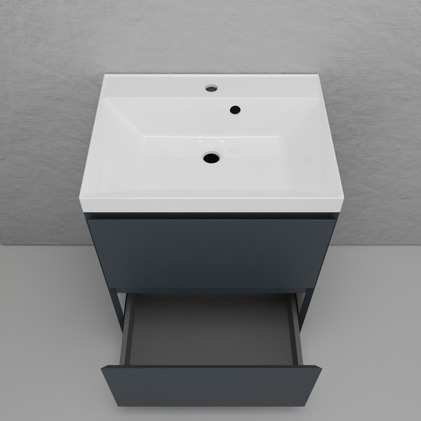 Изображение товара Тумба с умывальником Symbolite Манхэттен 60 Plus 2 ящика + Asti 60x45 (графит)