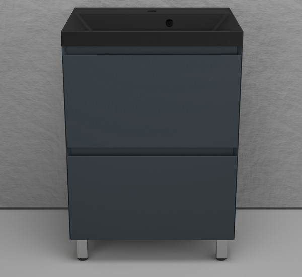 Изображение товара Тумба с умывальником Symbolite Манхэттен 60 Plus 2 ящика + Asti 60x45 (графит/антрацит)