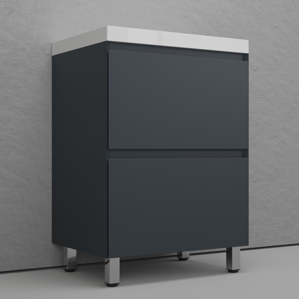 Изображение товара Тумба с умывальником Symbolite Манхэттен 60 Plus 2 ящика + Asti 60x45 (графит/антрацит)