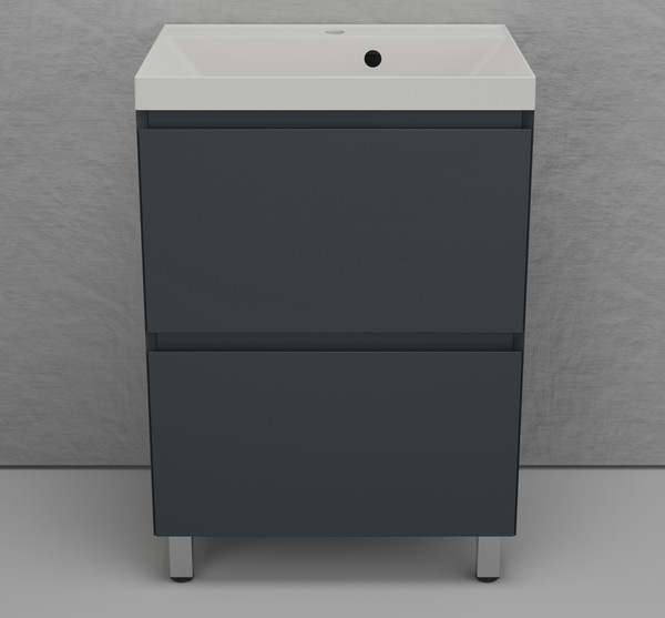 Изображение товара Тумба с умывальником Symbolite Манхэттен 60 Plus 2 ящика + Asti 60x45 (графит/жасмин)