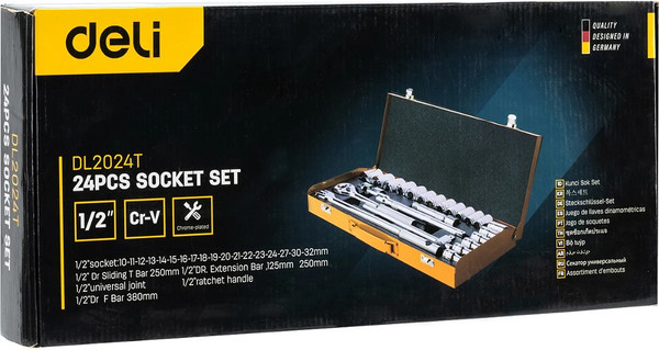 Изображение товара Набор головок слесарных Deli EDL2024T (24пр, кейс)