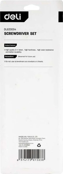 Изображение товара Набор отверток Deli EDL620004 (4шт)