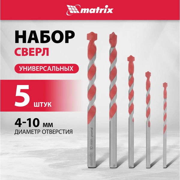 Изображение товара Набор сверл Matrix 4-10мм / 706015 (5шт)