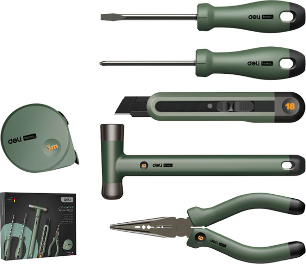 Изображение товара Универсальный набор инструментов Deli Soft Touch / EHT0006 (6пр, черный)