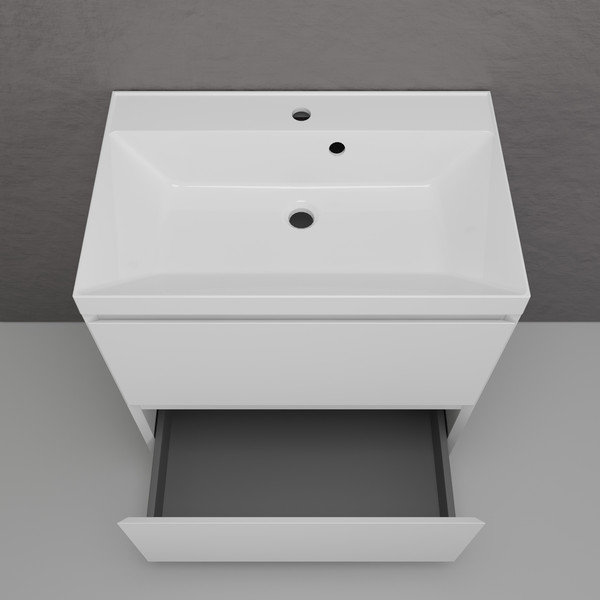 Изображение товара Тумба с умывальником Symbolite Манхэттен 70 Plus 2 ящика + Asti 70x45 (белый матовый)