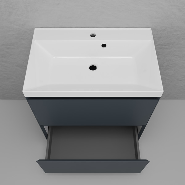 Изображение товара Тумба с умывальником Symbolite Манхэттен 70 Plus 2 ящика + Asti 70x45 (графит/жасмин)