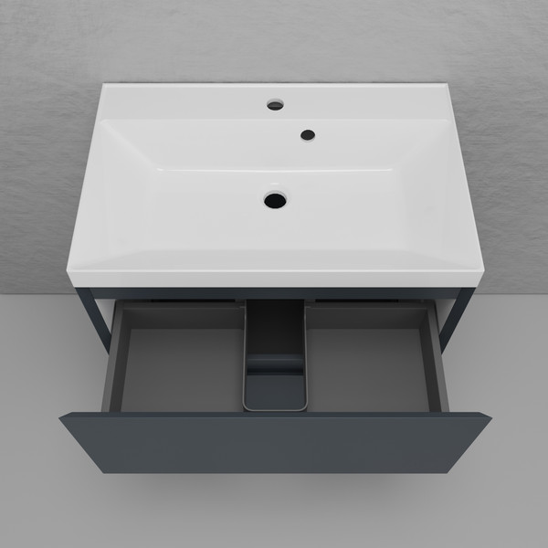Изображение товара Тумба с умывальником Symbolite Манхэттен 70 Plus 2 ящика + Asti 70x45 (графит/жасмин)