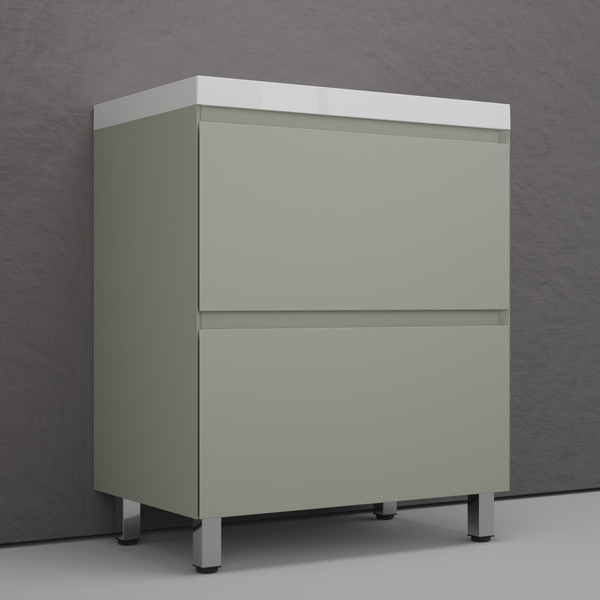 Изображение товара Тумба с умывальником Symbolite Манхэттен 70 Plus 2 ящика + Asti 70x45 (олива)