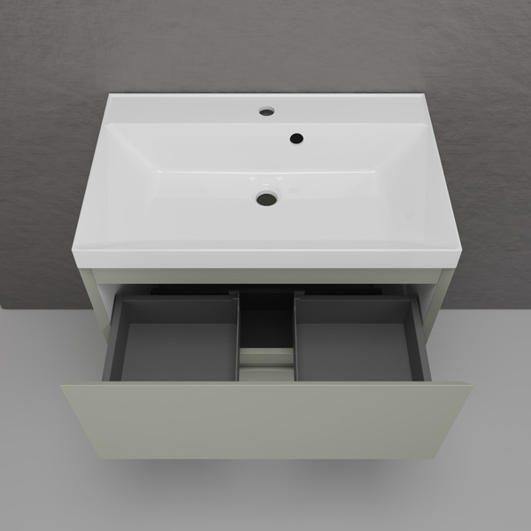 Изображение товара Тумба с умывальником Symbolite Манхэттен 70 Plus 2 ящика + Asti 70x45 (олива/антрацит)