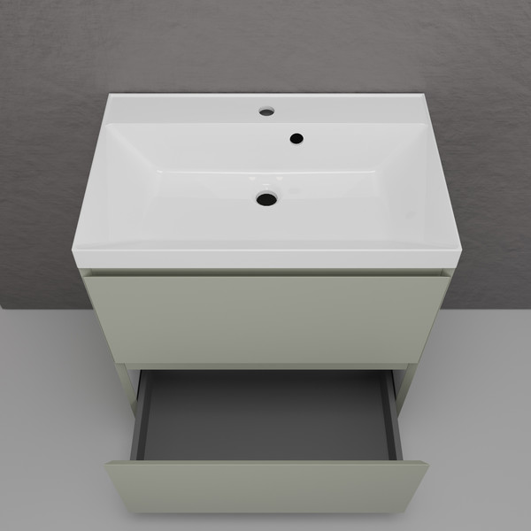 Изображение товара Тумба с умывальником Symbolite Манхэттен 70 Plus 2 ящика + Asti 70x45 (олива/антрацит)