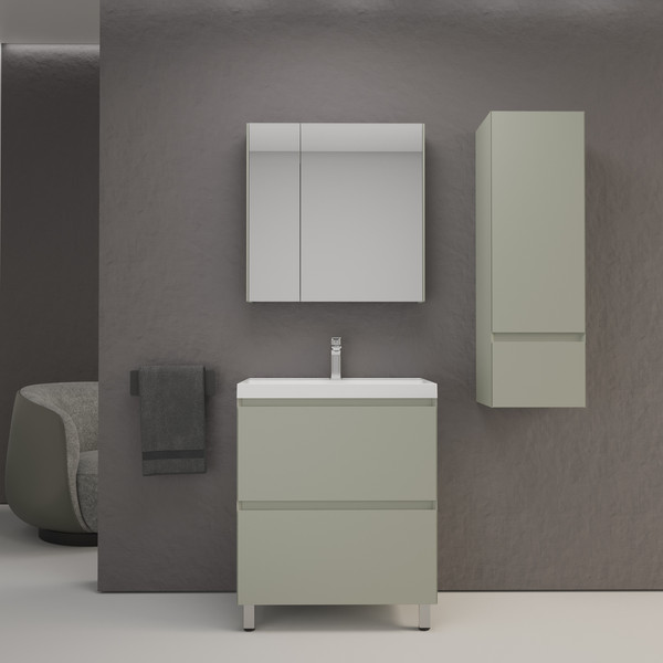 Изображение товара Тумба с умывальником Symbolite Манхэттен 70 Plus 2 ящика + Asti 70x45 (олива/жасмин)