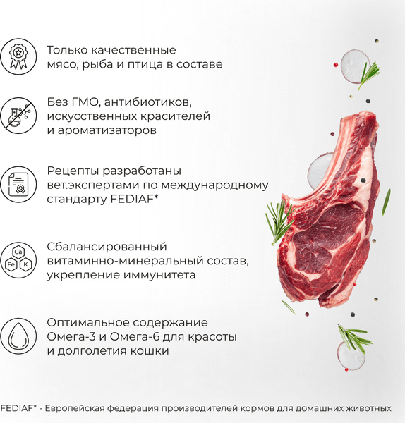 Изображение товара Влажный корм для кошек Yumster Полнорационный паштет для котят с ягненком (100г)