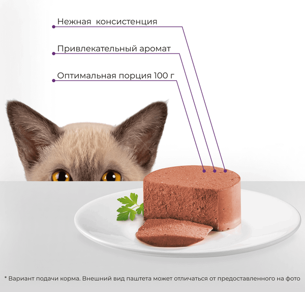 Изображение товара Влажный корм для кошек Yumster Полнорационный паштет для котят с ягненком (100г)