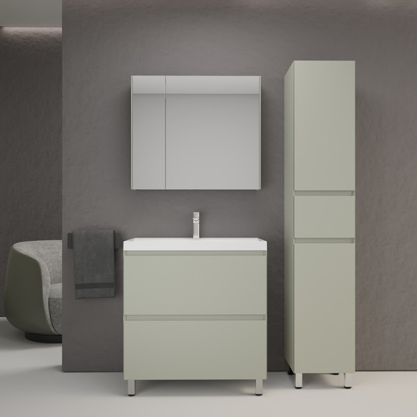 Изображение товара Тумба с умывальником Symbolite Манхэттен 80 Plus 2 ящика + Asti 80x45 (олива)