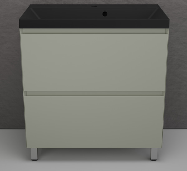 Изображение товара Тумба с умывальником Symbolite Манхэттен 80 Plus 2 ящика + Asti 80x45 (олива/антрацит)