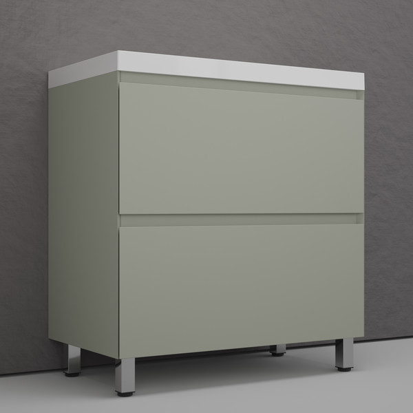 Изображение товара Тумба с умывальником Symbolite Манхэттен 80 Plus 2 ящика + Asti 80x45 (олива/антрацит)