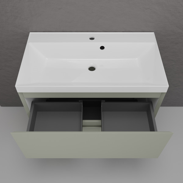 Изображение товара Тумба с умывальником Symbolite Манхэттен 80 Plus 2 ящика + Asti 80x45 (олива/антрацит)